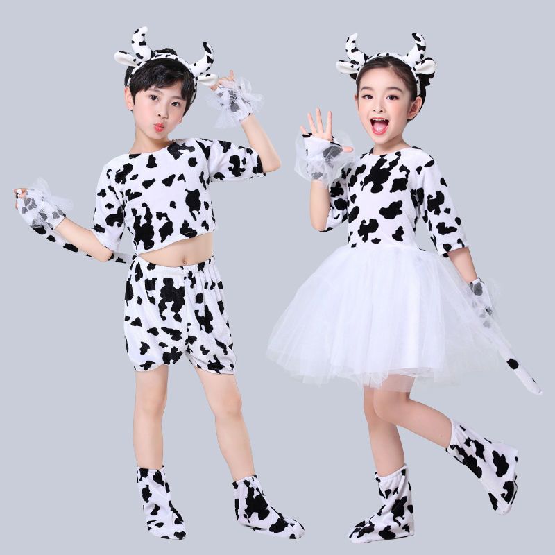 Internet Celebrity Children's Performance Costumes Cow Animal Costumes Milk Farm Little Cute Kids Cow Performance Costumes