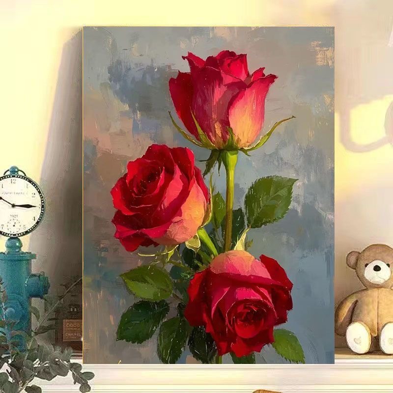 DIYデジタル油絵、ミニマルスタイル、花柄シリーズ、手描き着色油絵、ストレス解消と癒し効果のある装飾掛け絵。