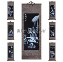 Batik decorative painting Guizhou ethnic style thickened fabric scroll painting Miao characteristic handicraft gift for foreigners in the living room