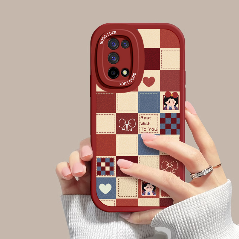Suitable for Realmex7 Phone Case, Plaid Princess Realmex7Pro New Silicone Anti-Drop Supreme Version, Lambskin High-End Feel, Cute Female Internet Celebrity Full-Cover Trendy Suitable for Realmex7 Phone Case, Plaid Princess Realmex7Pro New Silicone Anti-Drop Supreme Version, Lambskin High-End Feel, Cute Female Internet Celebrity Full-Cover Trendy