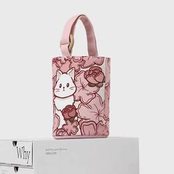 Snack bag hand -lifting office workers hand -in -hand bag canvas bucket bag cute bucket -type hand -shaped bento Bao Bao mom