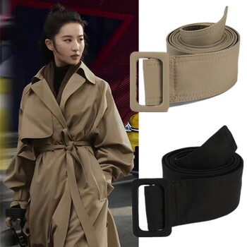 Japanese Muxie Khaki Trench Coat with Belt, Fabric Strip Jacket, Waist Tie Decoration, Dress Paired with Coat, Butterfly