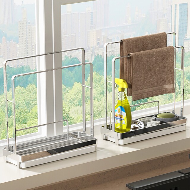 German Imported Kitchen Storage Rack, Draining Stainless Steel Organizer, Window Sill, Extremely Narrow Sink Gap, Towel Cloth