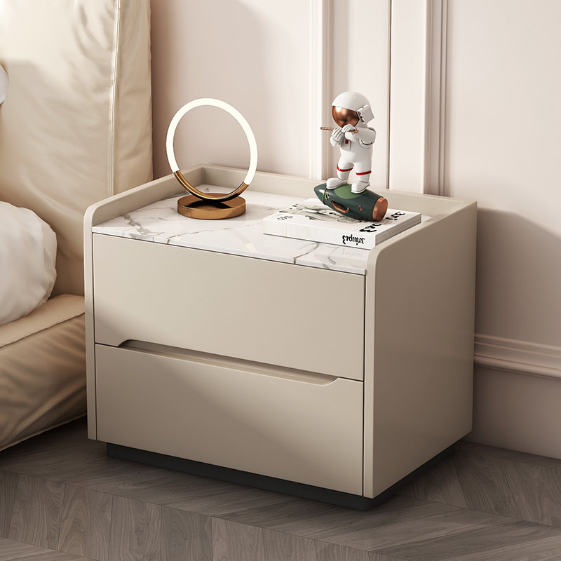 Full solid wood bed head cabinet modern minimalist light extravagant advanced senses bedroom rock plate free of installation small cortical bedside cupboard-Taobao