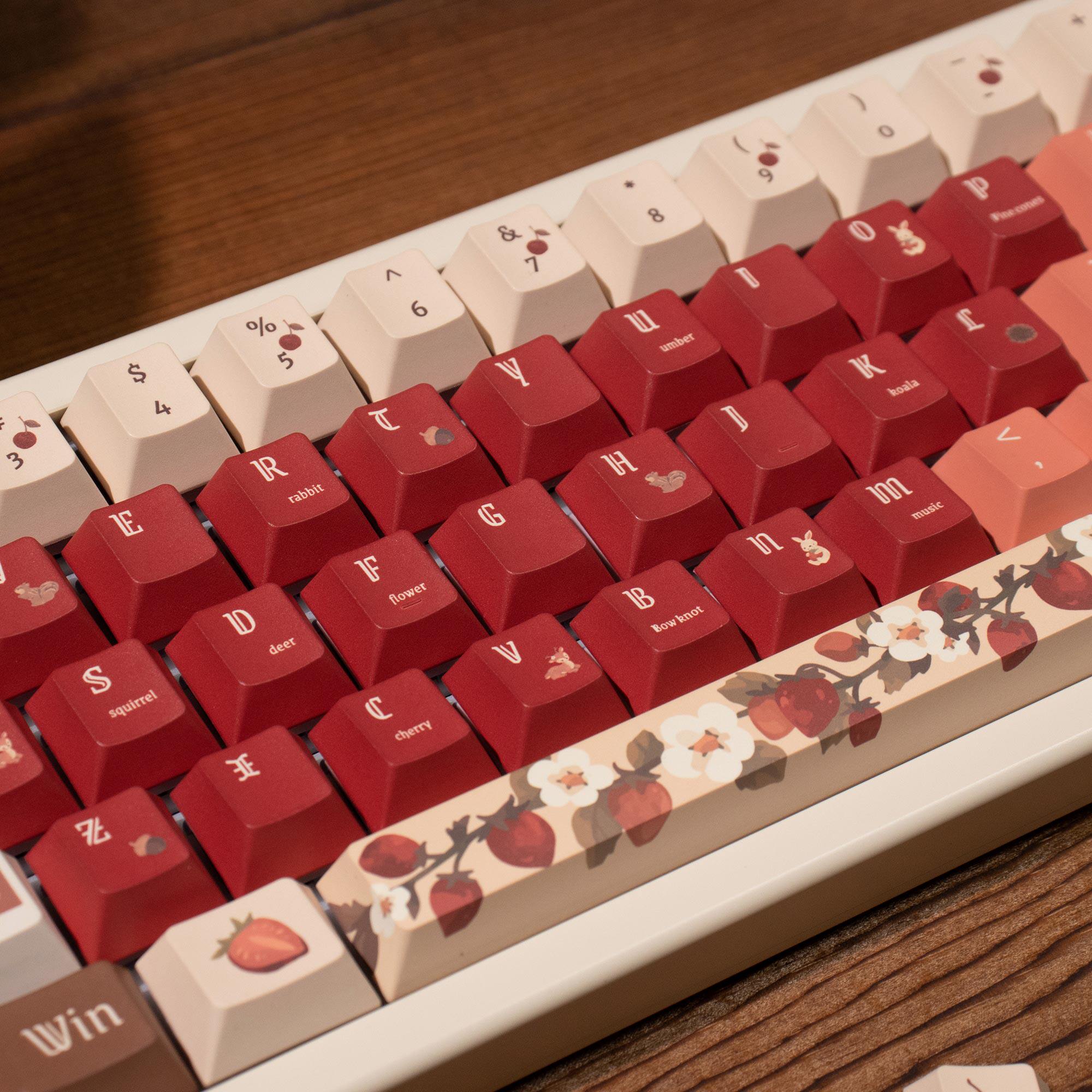 Deer in the Deep Forest keycap set wide lifestyle view