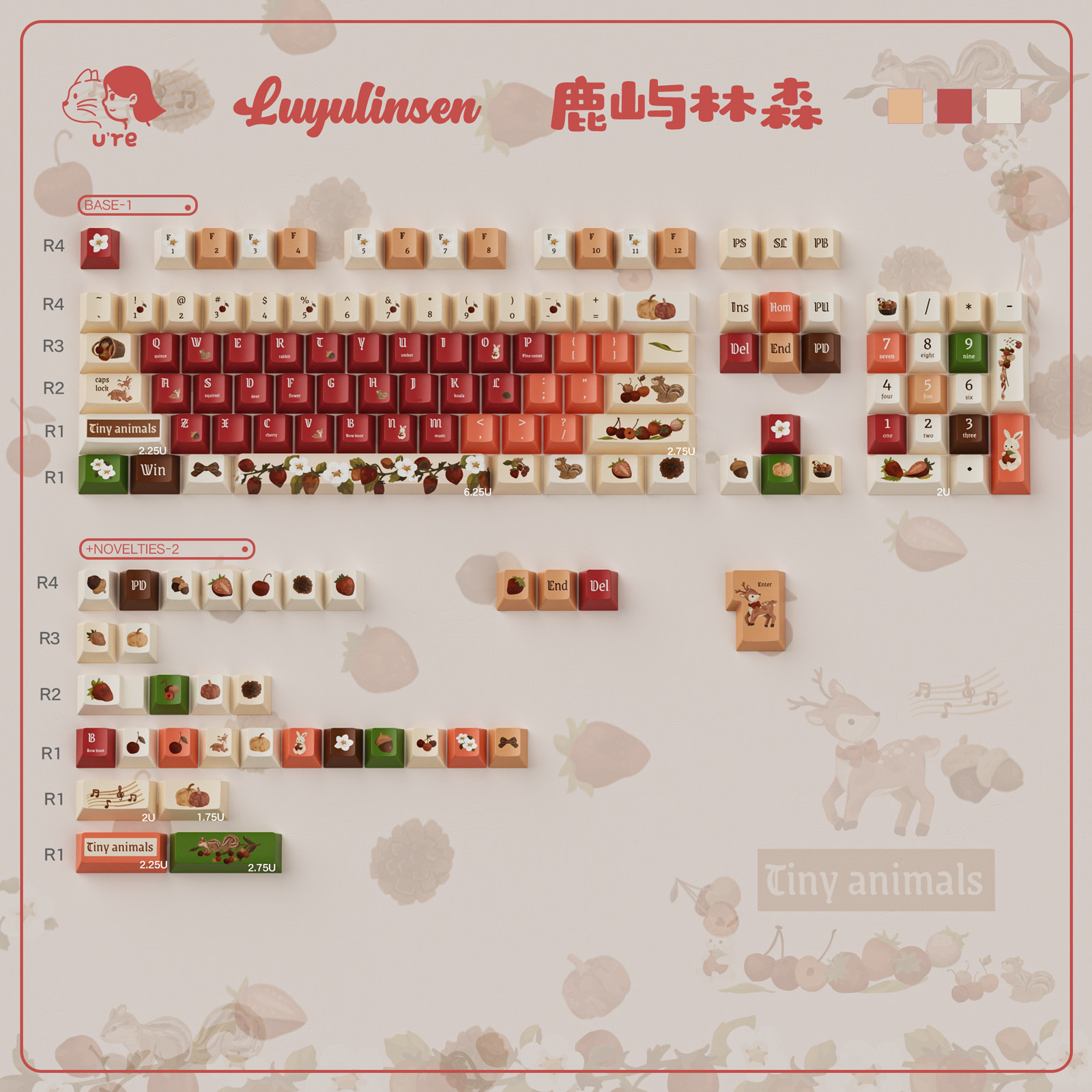 Deer in the Deep Forest keycap set mounted on a mechanical keyboard