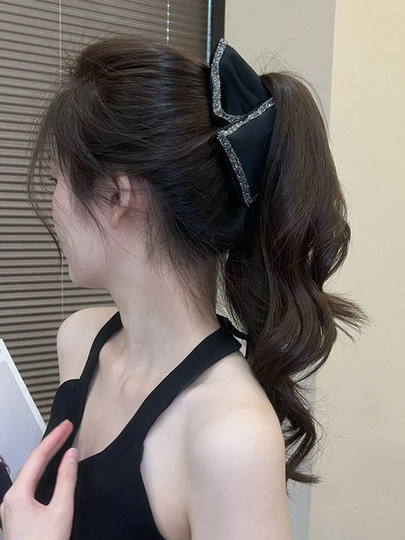 Hepburn Style Back Head Grabber Female 2025 New Shark Clip High-End Accessible Luxury Hair Bow Hairpin Headwear