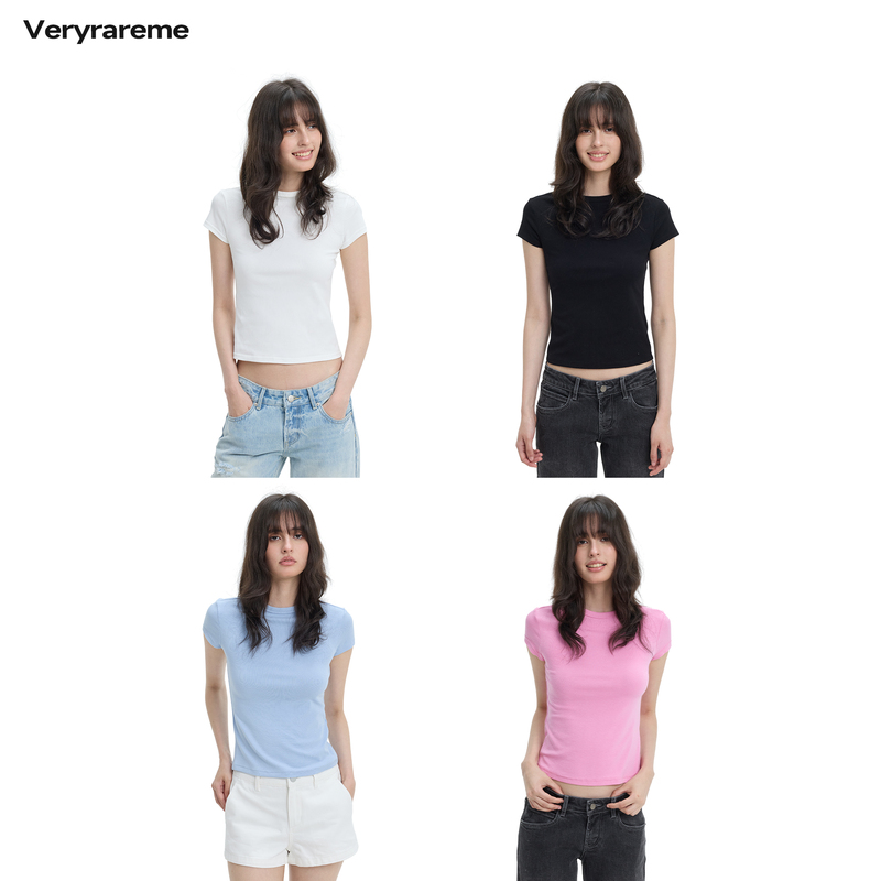 Veryrareme【Short Sleeves with a Relaxed Fit at the Waist】Back Center Seam Design|Basic and Easy to Match, with a Relaxed Feel Veryrareme【Short Sleeves with a Relaxed Fit at the Waist】Back Center Seam Design|Basic and Easy to Match, with a Relaxed Feel