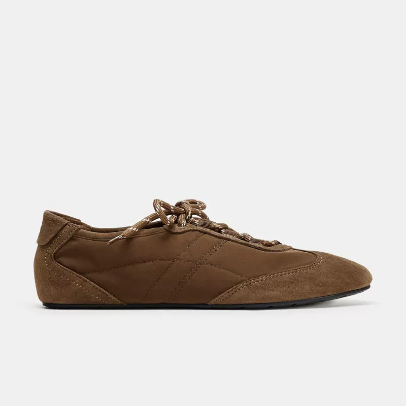 Za2026 Spring and Summer New Style Round-Toe Patchwork Material Two-Tone Lace-Up Flat Dance Shoes Comfortable Versatile Sneakers Za2026 Spring and Summer New Style Round-Toe Patchwork Material Two-Tone Lace-Up Flat Dance Shoes Comfortable Versatile Sneakers