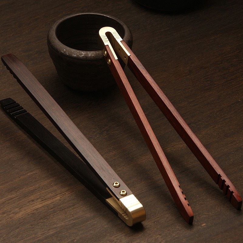 New Drunk Tea House Bronze Wood Tea Clip Tweezers Clip Anti Slip Metal Thickened Purple Light Sandalwood Tea Cup Clip Tea Lane Fit-Taobao