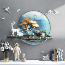 New Chinese living room sofa TV background wall decoration wall wall hanging deer light luxury restaurant porch corridor three-dimensional pendant