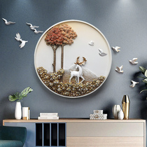 New Chinese entry door entrance entrance decorative painting round living room aisle corridor hanging painting office study deer mural