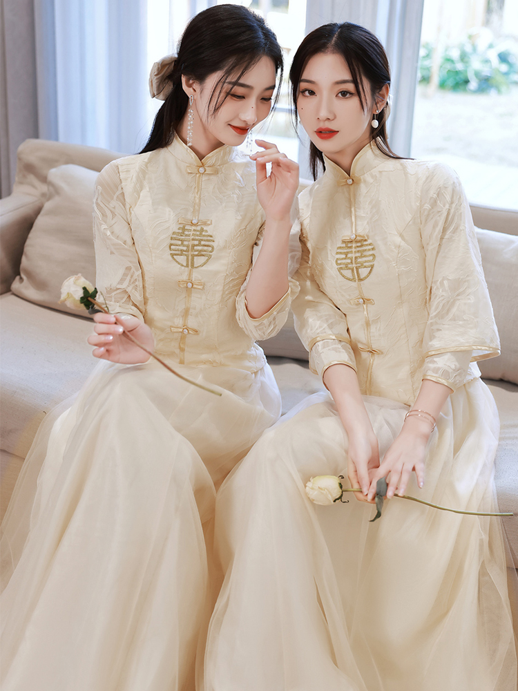 Summer bridesmaid dress, Chinese style, plus size, fitted