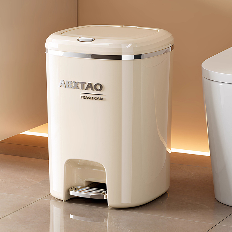 Press and Step Double-Opening Trash Can for Home Use, Light Luxury, Large Capacity, Suitable for Bedroom, Kitchen, Toilet, Bathroom, High Aesthetic Value Wastebasket