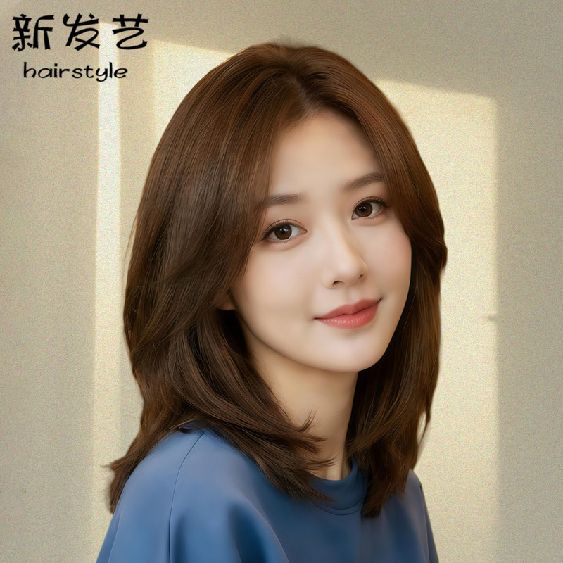 Full Head Wig for Women, Real Human Hair, First Love Style, Collarbone Length, Natural Side Part, Real Hair Natural Wig Set Full Head Wig for Women, Real Human Hair, First Love Style, Collarbone Length, Natural Side Part, Real Hair Natural Wig Set