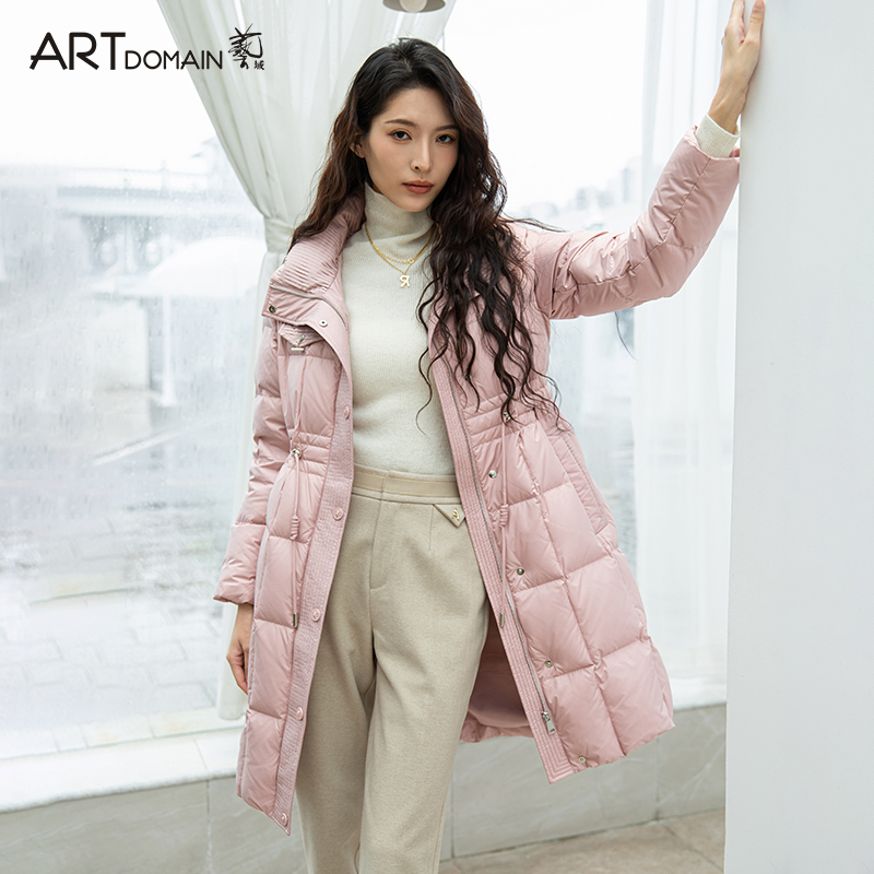 Artdomain Women's New Winter Style Long down Jacket with Stand Collar