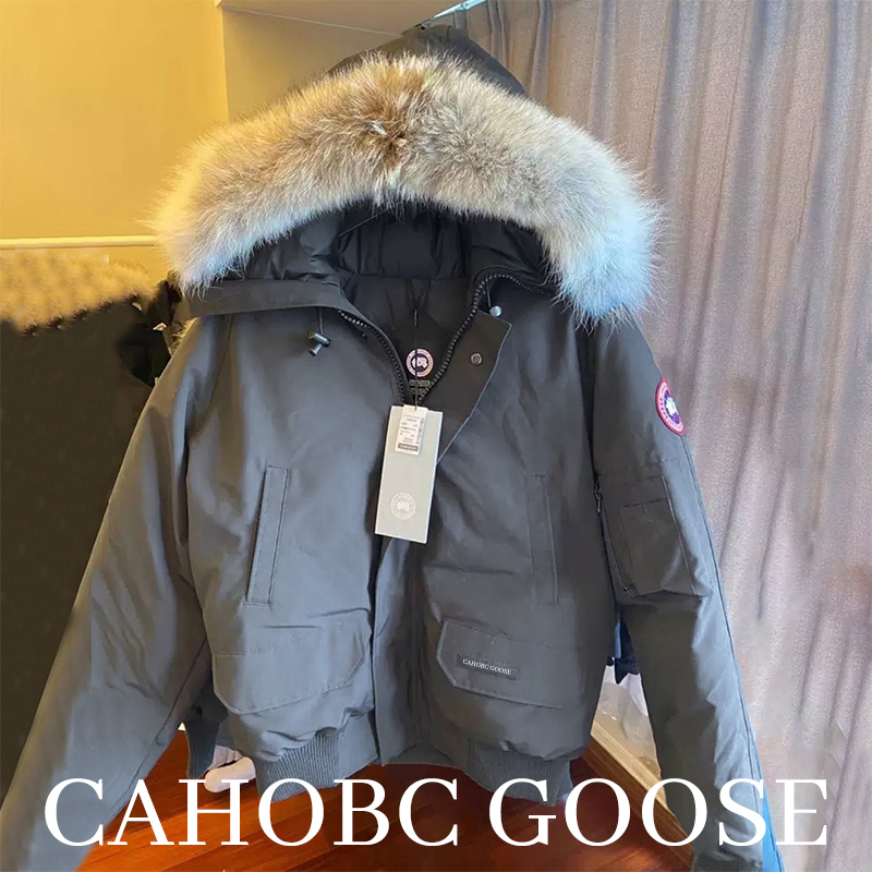 Canada Goose Flight Jacket down Coat for Men, Winter 2026 New Model, Short Hooded Jacket with Fur Collar for Women