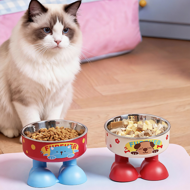 Stainless Steel Cat Bowl, Dog Bowl, Pet Bowl, Cat Food Bowl, Water Bowl, Food Bowl, High-Legged, Large Diameter, Anti-Spill