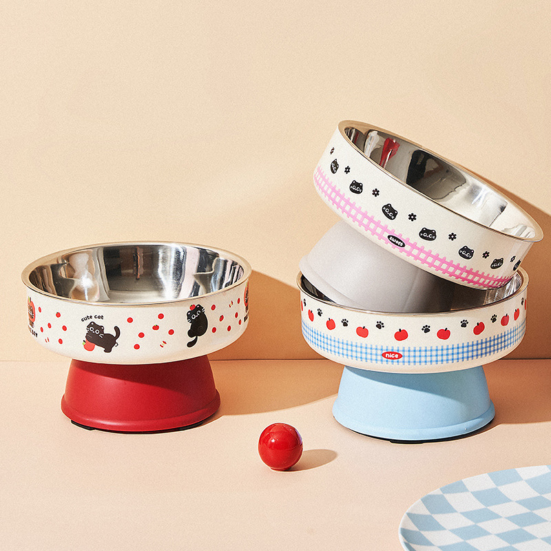 Stainless Steel Cat Bowl, Dog Bowl, Pet Bowl, Cat Food Bowl, Water Bowl, Food Bowl, High-Legged, Large Diameter, Anti-Spill