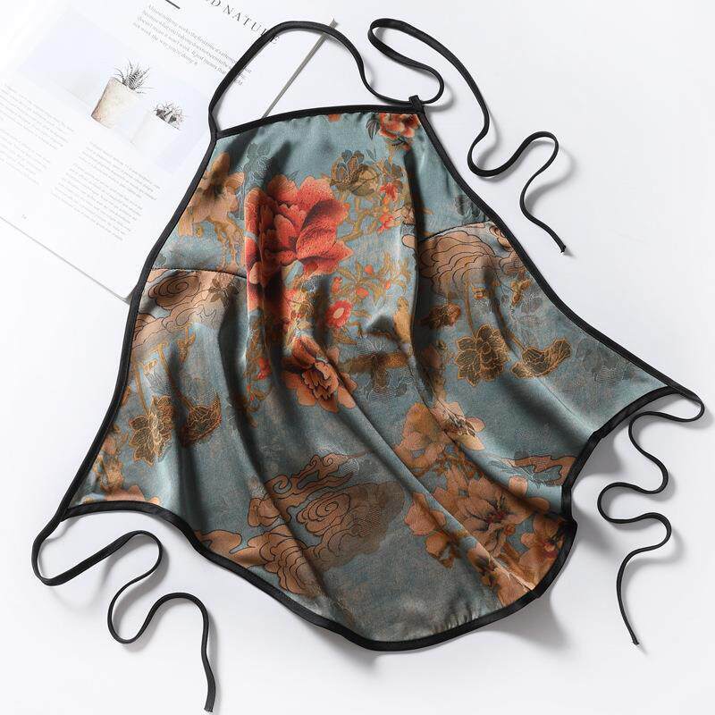 Summer Retro-Style Jacquard Ice Silk Sexy Backless Silk Lingerie Camisole Sleepwear Set for Women