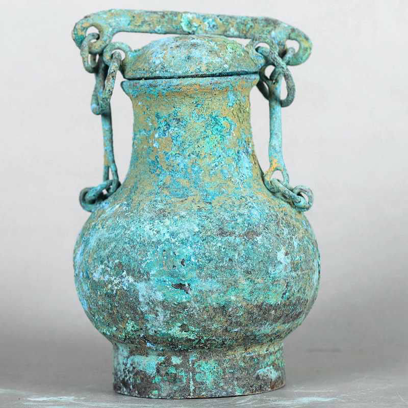 272 EIP 時代物 旧家整理品 中国古玩 漢代 青銅器 金龍頭腰刀 長さ42.5