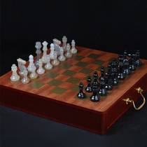 Bendelass natural agate high-end chess set gift box chess board children and adults collection souvenirs