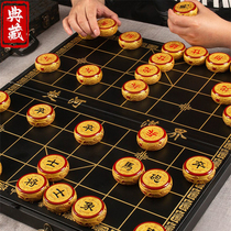 Bendelass golden nanmu Chinese chess solid wood large size with chessboard high-grade leather as a souvenir for the elders
