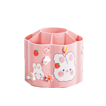 Korean Ensemble Large-capacity Rotary Pen Holder 360-degree Multi-functional Loaded Box Children Cute Creative Elementary School Kids Desktop Stationery Pen Box Ins Fashion Girl Boy Office Desk Pen Barrel