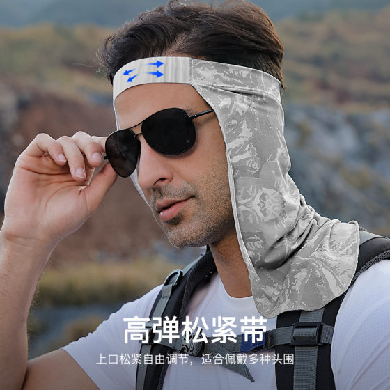 Neck Sun Protection Men's Summer Fishing Uv Protection Ice Silk Mask Construction Site Sunshade Neck Protection Hat Curtain Cycling Headscarf