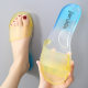 Crystal Slippers for Women, Summer Outdoor Wear, Fashionable Internet Celebrity Transparent Flat Sandals, Casual Beach Soft-Soled Trendy Non-Slip Student Slippers