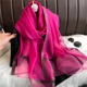 Solid Color Mulberry Silk Wool Scarf for Women, Thin Shawl, Long Silk Scarf, Fashionable and Versatile for Spring and Autumn, Gauze Scarf Gift