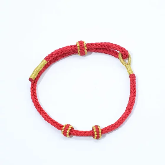 Premium Rope Hand-Woven Red String Bracelet Semi-Finished Product, Suitable for Threading Gold Fortune Beads, Couple Style, Handmade Weaving