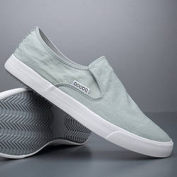 Summer Canvas Shoes for Men, Slip-On Loafers, British Style Driving Shoes, Soft-Soled Old Beijing Breathable Casual Cloth Shoes