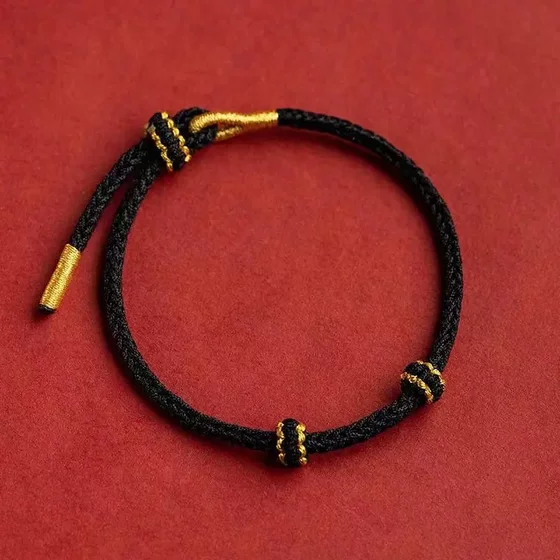 Premium Rope Hand-Woven Red String Bracelet Semi-Finished Product, Suitable for Threading Gold Fortune Beads, Couple Style, Handmade Weaving