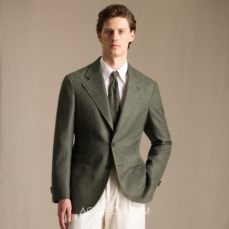 Acme Cultum Wool and Linen Tussah Silk Mixed Texture Semi-Linen Lining Italian-Style Suit Jacket Men's Casual Jacket