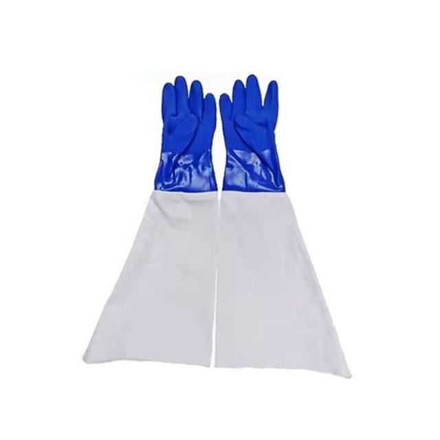 Mrs. Zhuang's Sandblasting Gloves, Thickened and Wear-Resistant, Made of Canvas and Synthetic Rubber, for Manual Sandblasting Machines [Blue/Diameter 3]