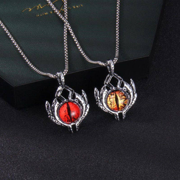 Devil's Eye Necklace European and American Style Evil Men's Titanium Steel Luminous Eye Alternative Trendy Hip-Hop Jewelry Personality