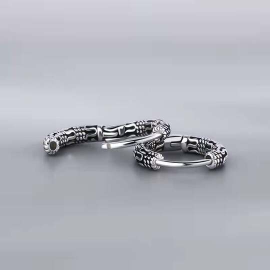 925 Silver Ethnic Style Peace Pattern Earrings, Thai Silver Vintage Earrings, No Need to Remove Them While Sleeping, Unisex