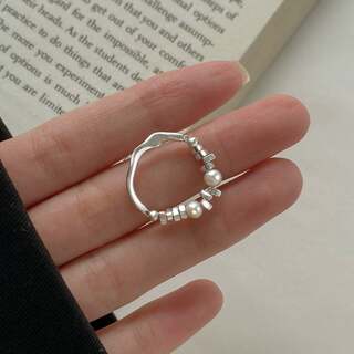 Unique Design Irregular Silver Bead Ring for Women, High-End Index Finger Ring, Fashionable Light Luxury Personalized Jewelry