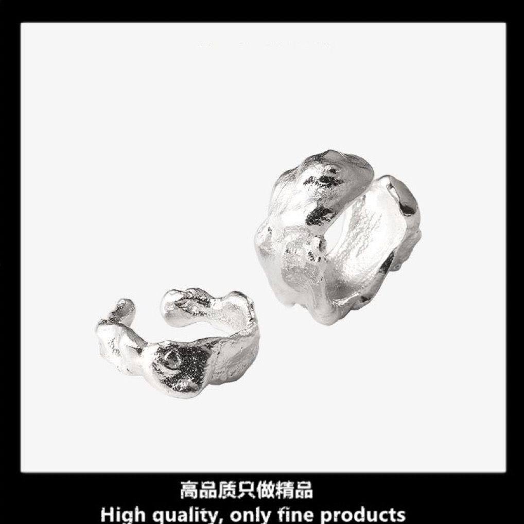 Silver Earrings with a Cool and Minimalist Design, Niche Design Earrings with a High-End Feel, Ear Cuffs for Non-Pierced Ears, Elegant Ear Accessories