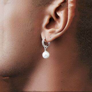 Silver S925 European and American Style Hip-Hop Trendy Street Fashion Full Diamond Shell Pearl Earrings Versatile Stud Earrings