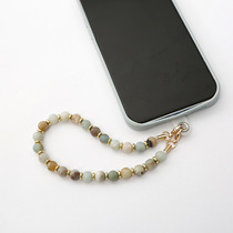 Stone amethyst stone obsidian white turquoise powder zebra stone beaded mobile phone lanyard natural raw stone mobile phone chain