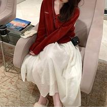 New high-end big sister ah miu line sweetheart lily soft sweater V-neck soft and waxy pullover knitted top