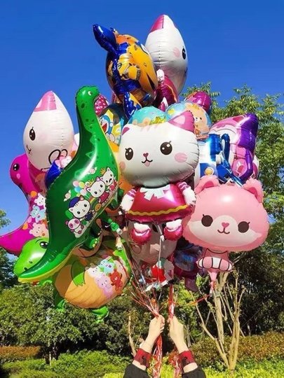Floating Aluminum Foil Balloons Can Fly, Aluminum Foil Cartoon Children's Toys, Stall Promotion Balloons with Strings