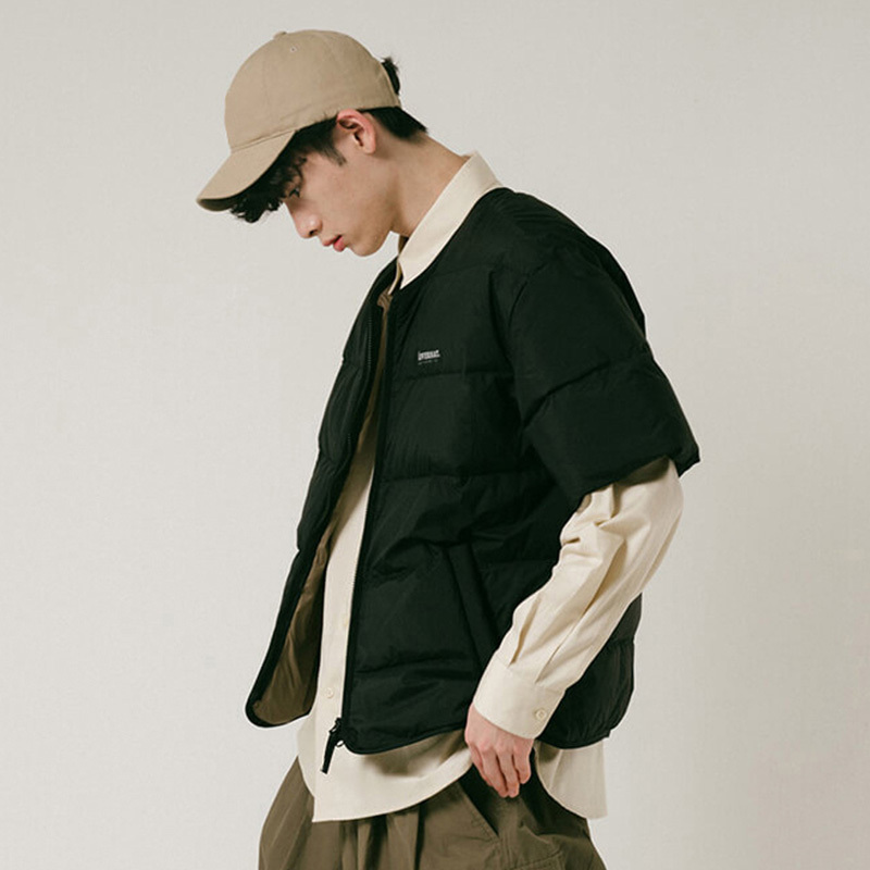 Half-Sleeve down Vest for Men and Women 2023 New Winter Mid-Sleeve Popular Five-Quarter Sleeve White Duck down Jacket Trendy