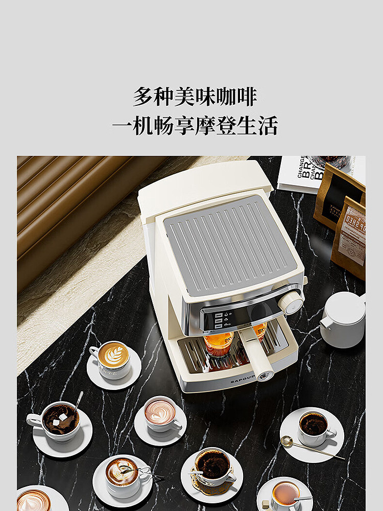 SAPOUDR Ec10 Semi-Automatic Household Small Steam Milk Frother Integrated Espresso Machine