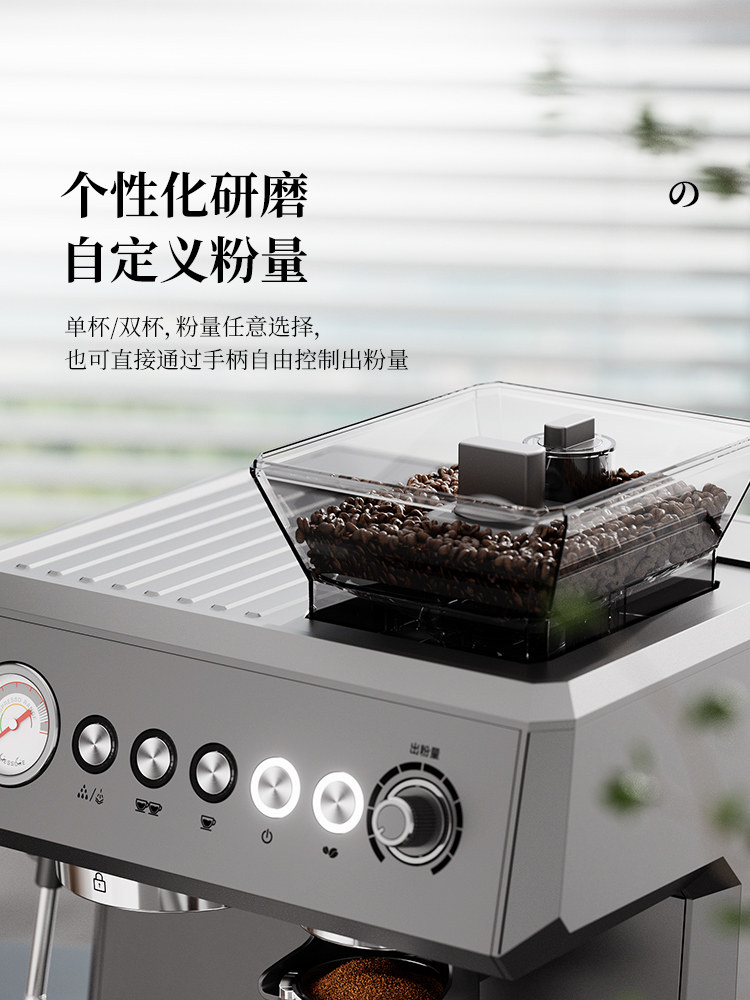 Sapoudr Es6 Coffee Machine, Small Semi-Automatic Home Espresso Machine with Integrated Bean Grinder and Milk Frother