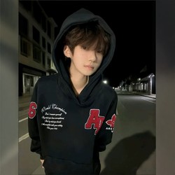 American High Street Letter Embroidery Hoodie for Men, Spring and Autumn, National Trendy Brand, Loose Casual Versatile Heavyweight Top Jacket