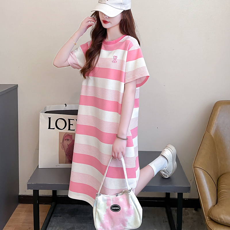 Maternity Dress Summer Wear 2026 New Summer Casual Loose Large Size T-Shirt Dress Pure Cotton Striped Maternity Dress Maternity Dress Summer Wear 2026 New Summer Casual Loose Large Size T-Shirt Dress Pure Cotton Striped Maternity Dress