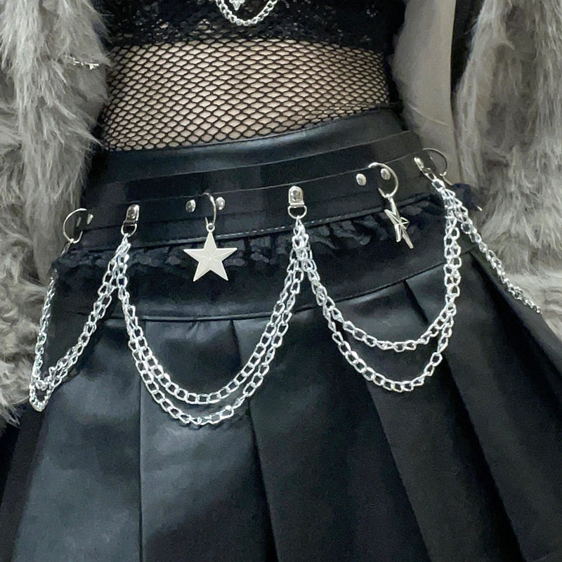 European and American streets dark Black Wind personality pentagram Strap Elastic Back back waist Waist Seal Hot Girl 100 hitch a slim waist clip-Taobao